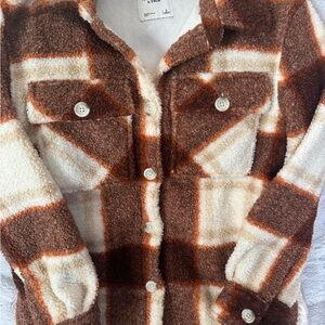 Abercrombie & Fitch Brown and Cream Fleece Jacket